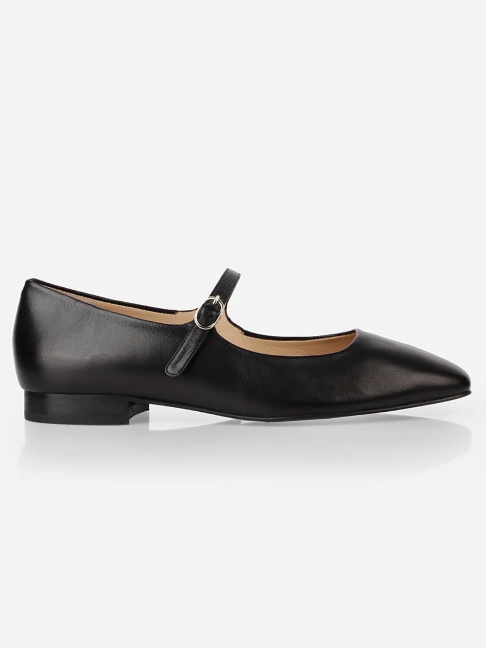 POPPY BARLEY Black Leather Mary Jane Flats